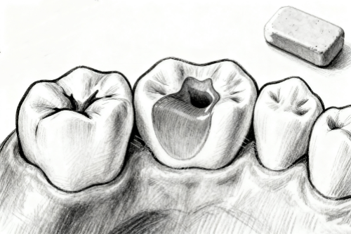 牙齿修复卡通展示图